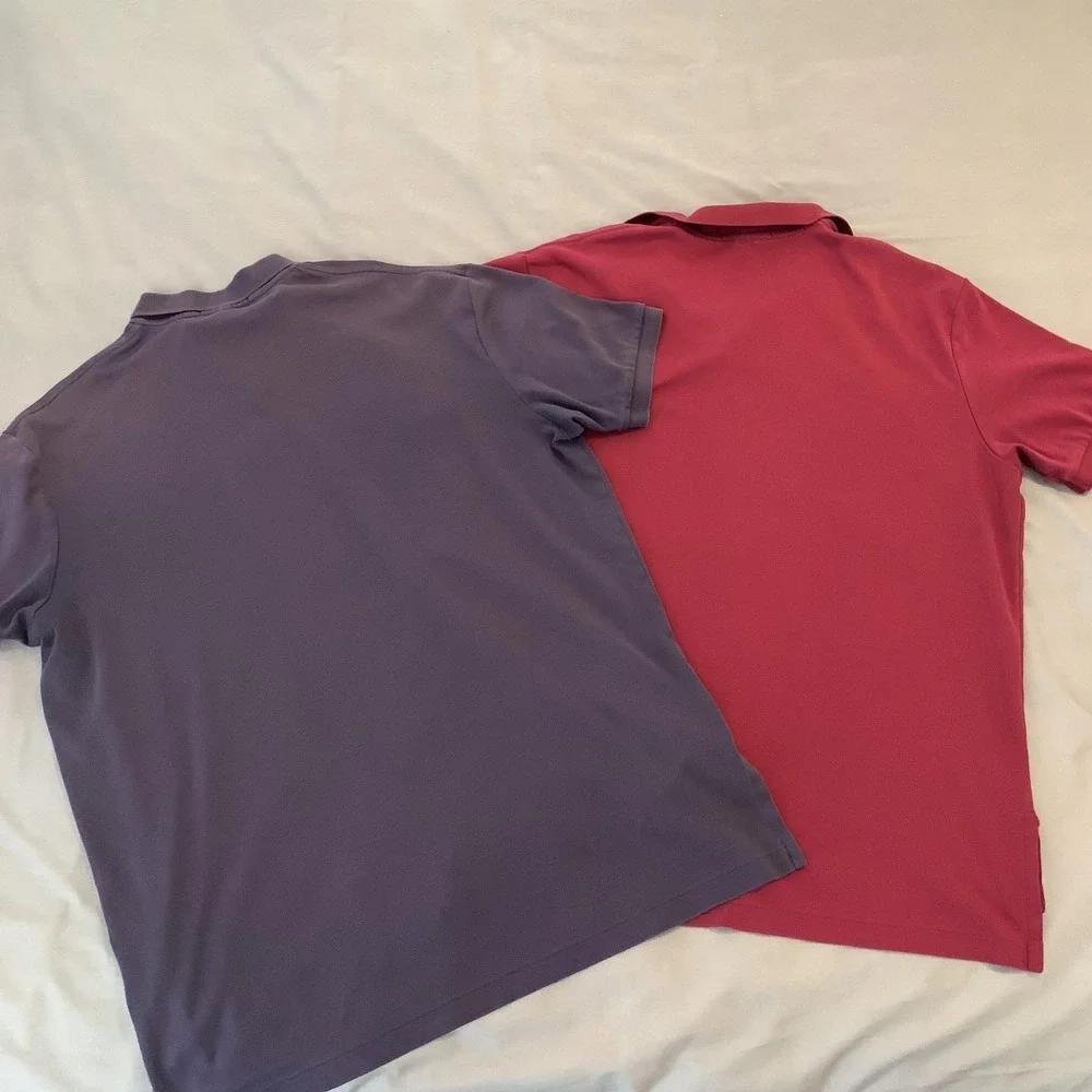 Polo Ralph Lauren Polo Shirt Mens Large Lot‎ Of 2 Purple Red Pony Casual Cotton
